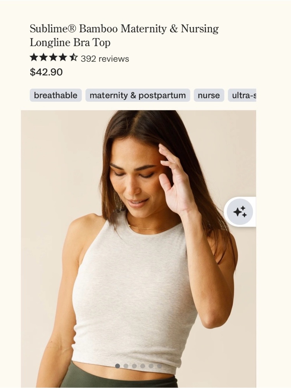 Sublime Bamboo Maternity/Nursing crop top - Picture 5 of 6